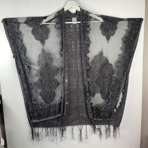 Beautiful Mesh 1920’s Fringe Sheer Shawl- Bohemian